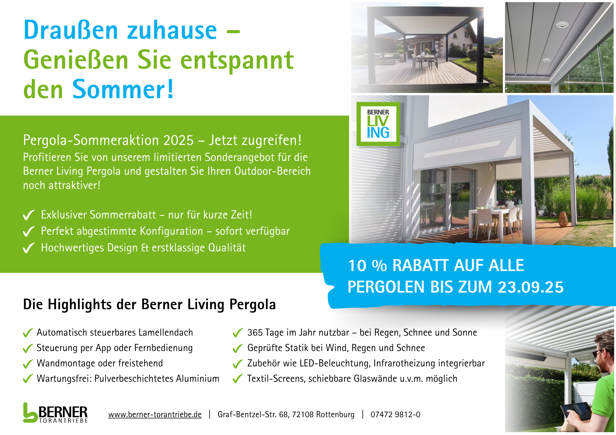 Berner Living Pergola Sommeraktion